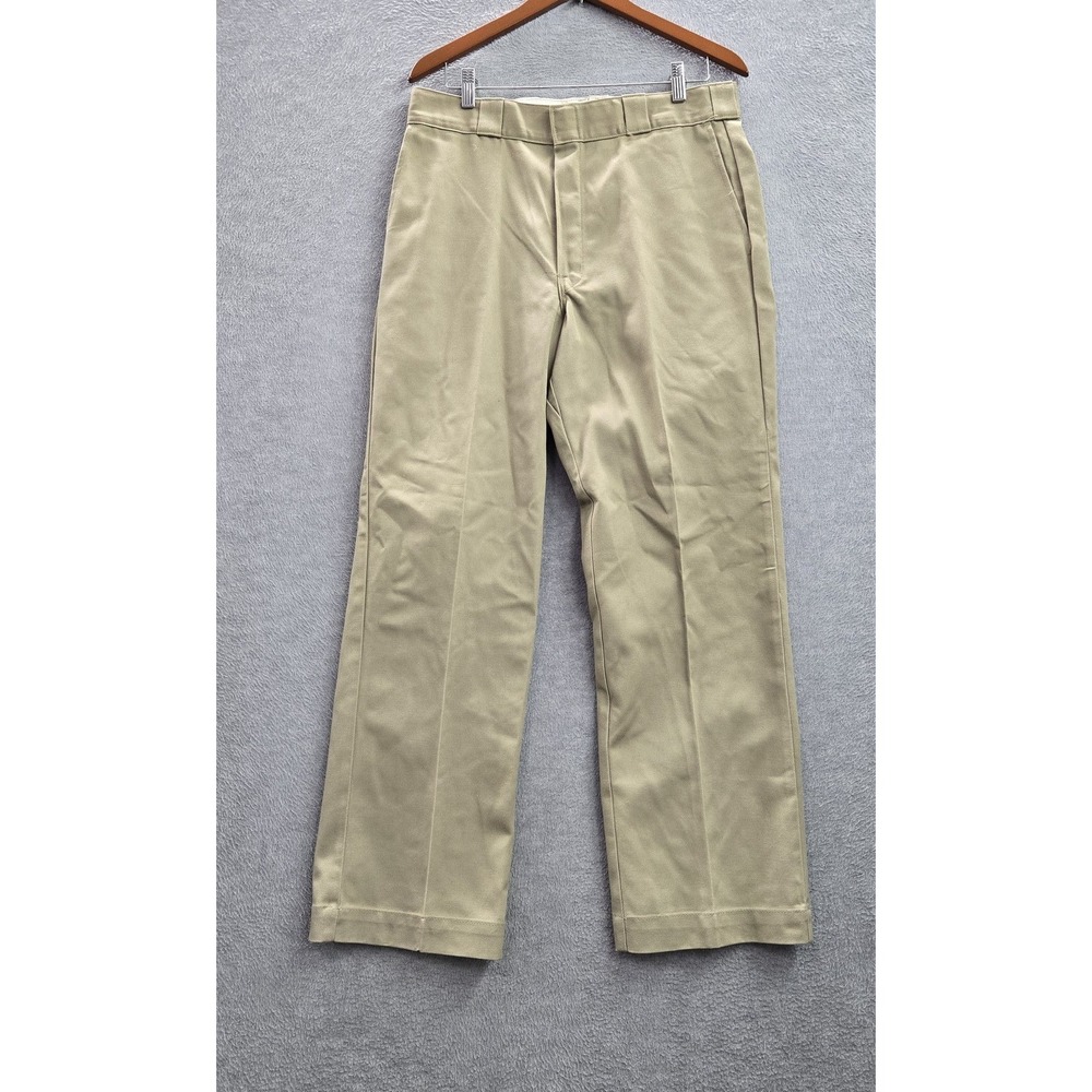 Dickies Men Pants 34X30 Khaki Khakis Twill WG9049 Work Pants Logo 29" USA